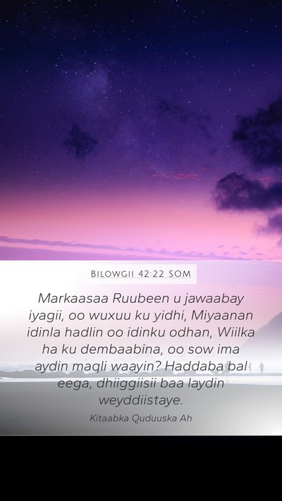 Bilowgii 42:22 SOM Mobile Phone Wallpaper - Markaasaa Ruubeen u jawaabay iyagii, oo wuxuu ku - Mobile Bible Verse Wallpaper
