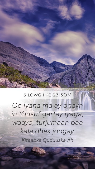 Bilowgii 42:23 SOM Mobile Phone Wallpaper - Oo iyana ma ay ogayn in Yuusuf gartay iyaga; - Mobile Bible Verse Wallpaper