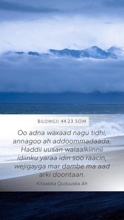 Bilowgii 44:23 SOM Bible Verse Image