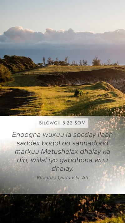 Bilowgii 5:22 SOM Bible Verse Image