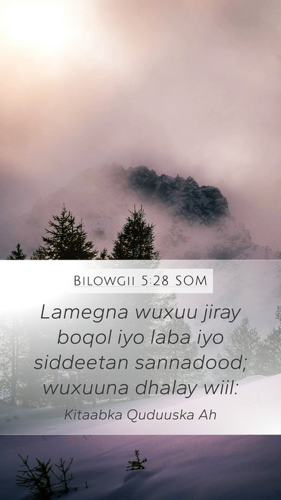 Bilowgii 5:28 SOM Mobile Phone Wallpaper - Lamegna wuxuu jiray boqol iyo laba iyo siddeetan - Mobile Bible Verse Wallpaper