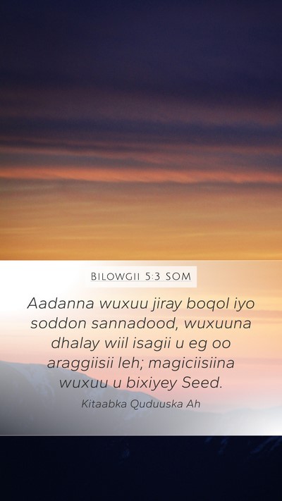 Bilowgii 5:3 SOM Bible Verse Image