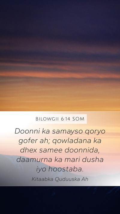 Bilowgii 6:14 SOM Mobile Phone Wallpaper - Doonni ka samayso qoryo gofer ah; qowladana ka - Mobile Bible Verse Wallpaper