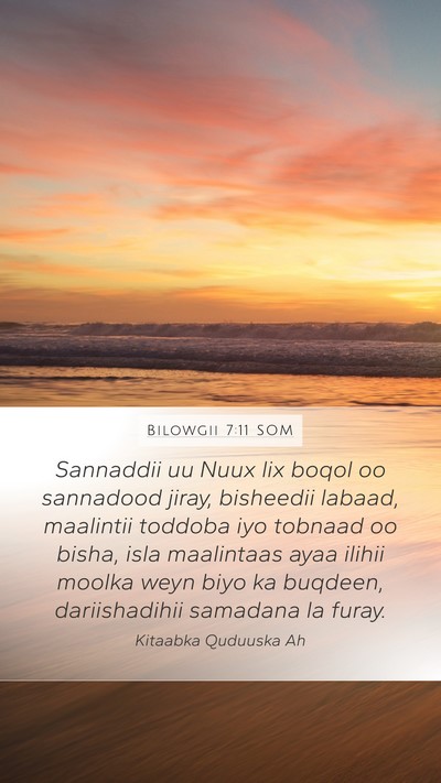 Bilowgii 7:11 SOM Bible Verse Image