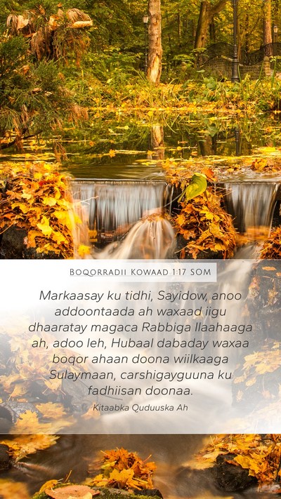 Boqorradii Kowaad 1:17 SOM Bible Verse Image