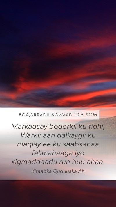 Boqorradii Kowaad 10:6 SOM Bible Verse Image