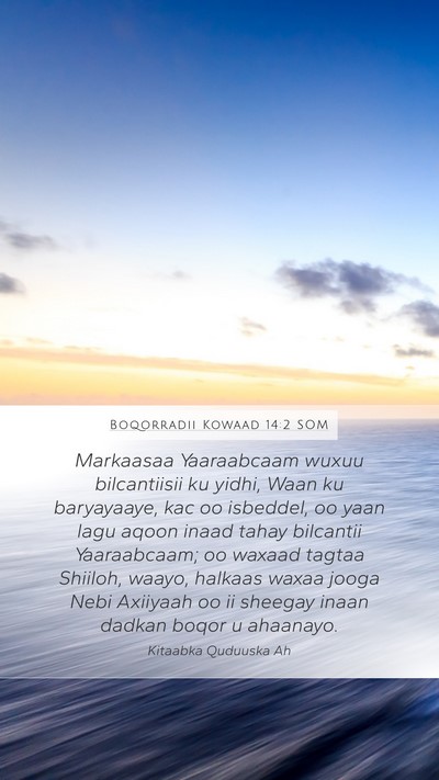 Boqorradii Kowaad 14:2 SOM Bible Verse Image