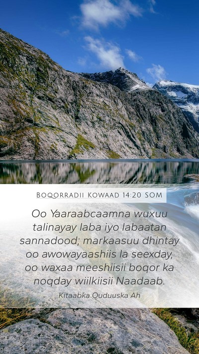 Boqorradii Kowaad 14:20 SOM Bible Verse Image
