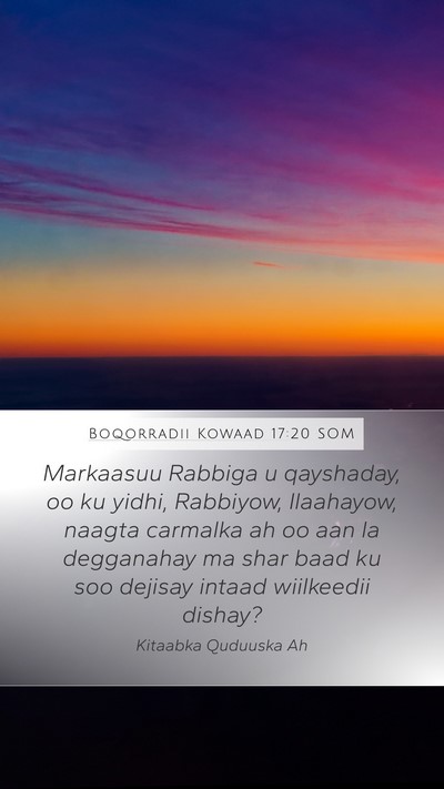 Boqorradii Kowaad 17:20 SOM Bible Verse Image