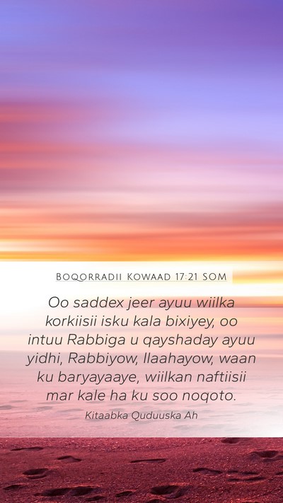 Boqorradii Kowaad 17:21 SOM Bible Verse Image