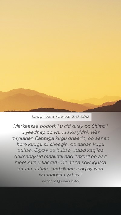 Boqorradii Kowaad 2:42 SOM Mobile Phone Wallpaper - Markaasaa boqorkii u cid diray oo Shimcii u - Mobile Bible Verse Wallpaper