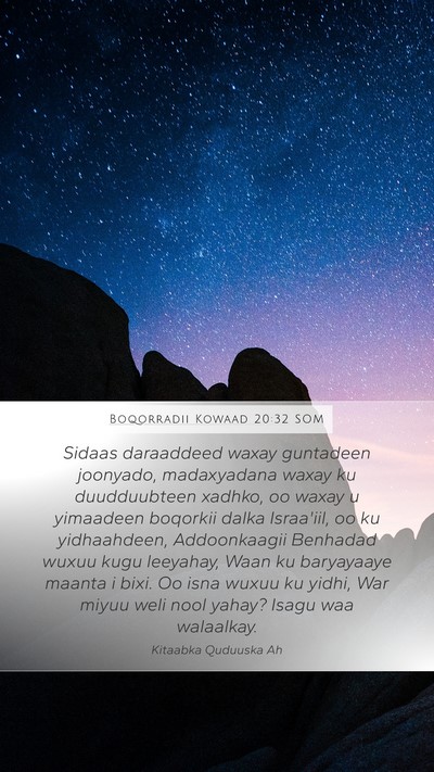 Boqorradii Kowaad 20:32 SOM Bible Verse Image