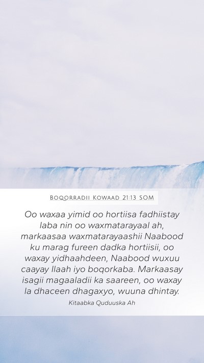 Boqorradii Kowaad 21:13 SOM Bible Verse Image