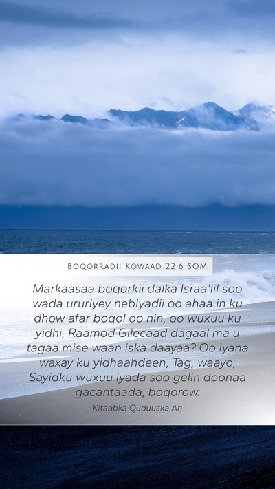 Boqorradii Kowaad 22:6 SOM Bible Verse Image