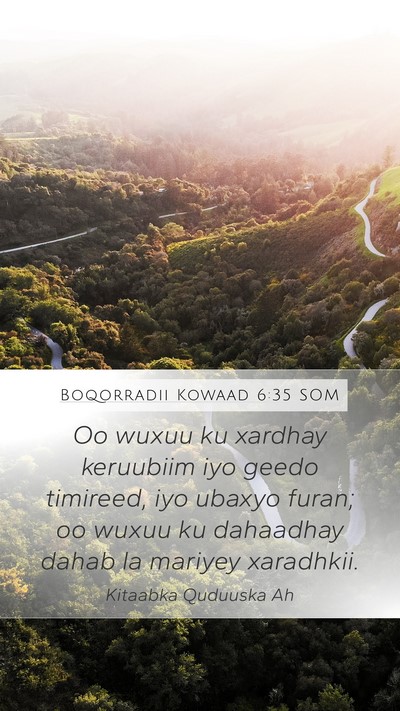 Boqorradii Kowaad 6:35 SOM Bible Verse Image