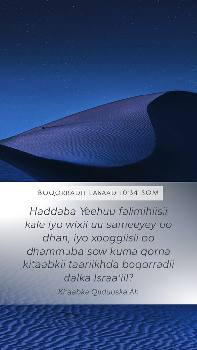 Boqorradii Labaad 10:34 SOM Bible Verse Image