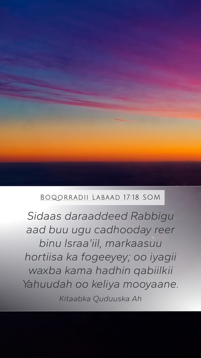 Boqorradii Labaad 17:18 SOM Bible Verse Image
