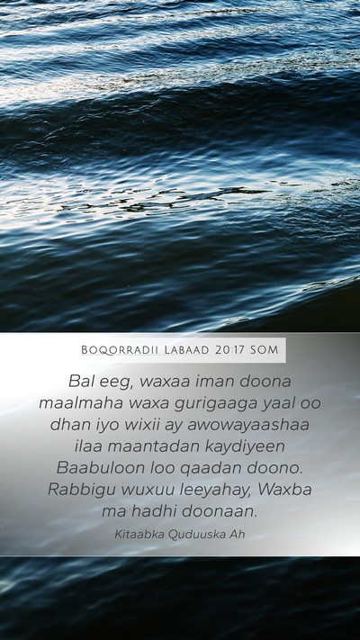 Boqorradii Labaad 20:17 SOM Bible Verse Image