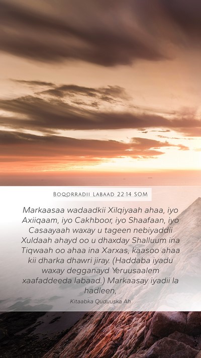 Boqorradii Labaad 22:14 SOM Bible Verse Image