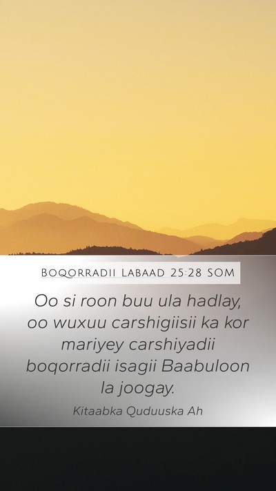 Boqorradii Labaad 25:28 SOM Mobile Phone Wallpaper - Oo si roon buu ula hadlay, oo wuxuu carshigiisii - Mobile Bible Verse Wallpaper