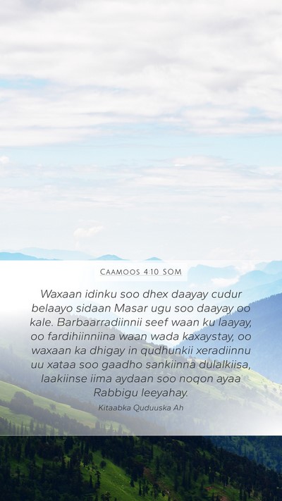 Caamoos 4:10 SOM Bible Verse Image