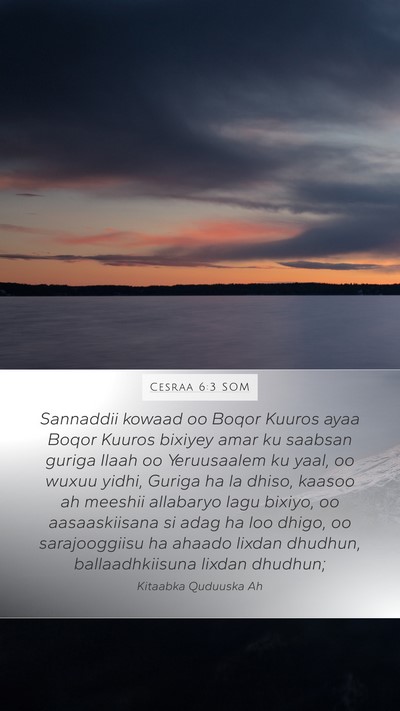 Cesraa 6:3 SOM Bible Verse Image