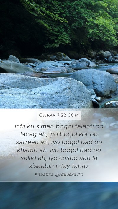 Cesraa 7:22 SOM Bible Verse Image