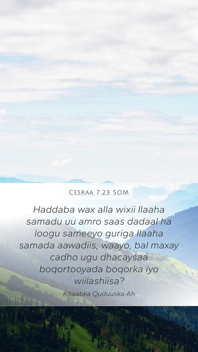 Cesraa 7:23 SOM Bible Verse Image