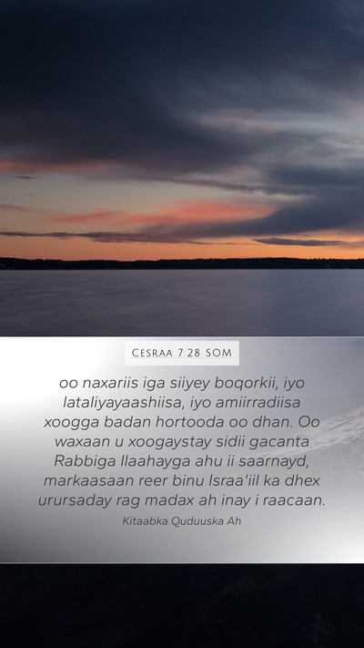Cesraa 7:28 SOM Bible Verse Image