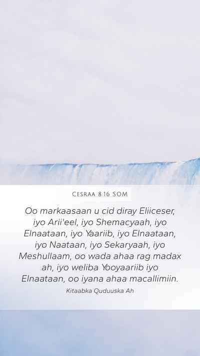 Cesraa 8:16 SOM Mobile Phone Wallpaper - Oo markaasaan u cid diray Eliiceser, iyo - Mobile Bible Verse Wallpaper