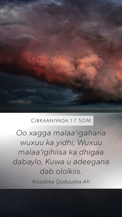 Cibraaniyada 1:7 SOM Bible Verse Image