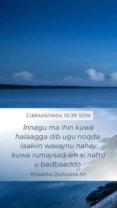 Cibraaniyada 10:39 SOM Bible Verse Image
