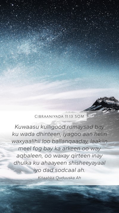 Cibraaniyada 11:13 SOM Bible Verse Image