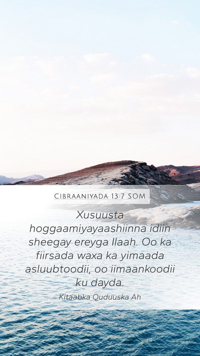 Cibraaniyada 13:7 SOM Bible Verse Image