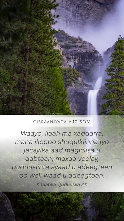 Cibraaniyada 6:10 SOM Bible Verse Image