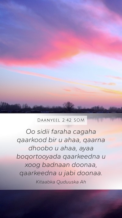 Daanyeel 2:42 SOM Mobile Phone Wallpaper - Oo sidii faraha cagaha qaarkood bir u ahaa, - Mobile Bible Verse Wallpaper