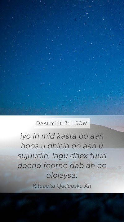 Daanyeel 3:11 SOM Mobile Phone Wallpaper - iyo in mid kasta oo aan hoos u dhicin oo aan u - Mobile Bible Verse Wallpaper