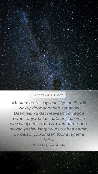 Daanyeel 6:4 SOM Bible Verse Image