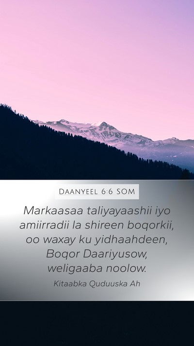 Daanyeel 6:6 SOM Bible Verse Image