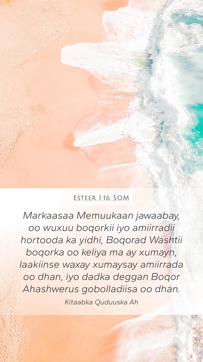 Esteer 1:16 SOM Mobile Phone Wallpaper - Markaasaa Memuukaan jawaabay, oo wuxuu boqorkii - Mobile Bible Verse Wallpaper