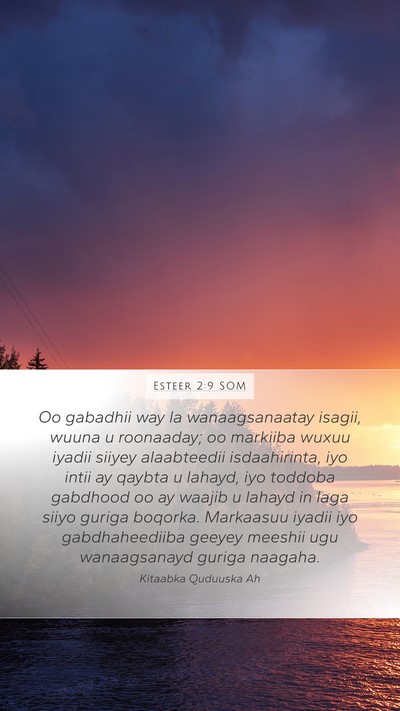 Esteer 2:9 SOM Bible Verse Image