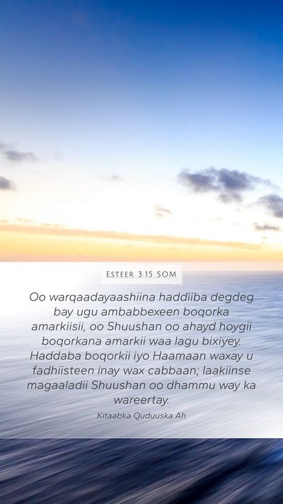 Esteer 3:15 SOM Bible Verse Image