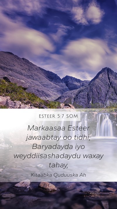 Esteer 5:7 SOM Mobile Phone Wallpaper - Markaasaa Esteer jawaabtay oo tidhi, Baryadayda - Mobile Bible Verse Wallpaper