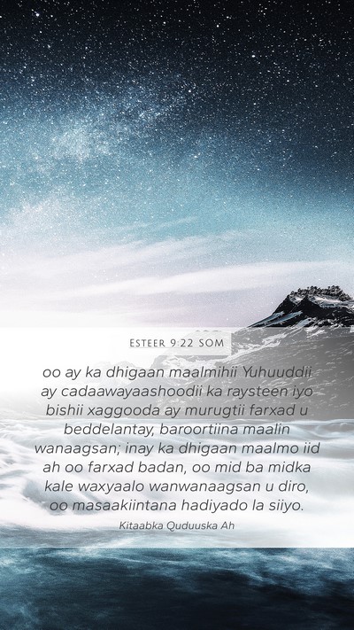 Esteer 9:22 SOM Mobile Phone Wallpaper - oo ay ka dhigaan maalmihii Yuhuuddii ay - Mobile Bible Verse Wallpaper