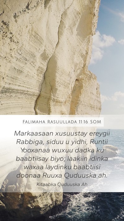 Falimaha Rasuullada 11:16 SOM Bible Verse Image