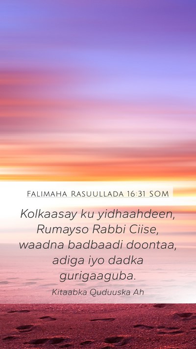 Falimaha Rasuullada 16:31 SOM Bible Verse Image
