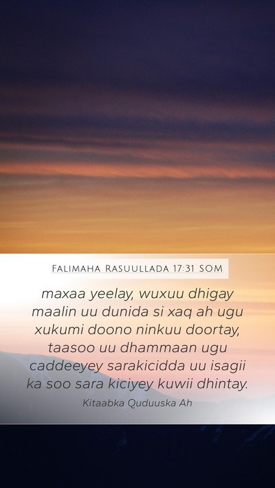 Falimaha Rasuullada 17:31 SOM Bible Verse Image