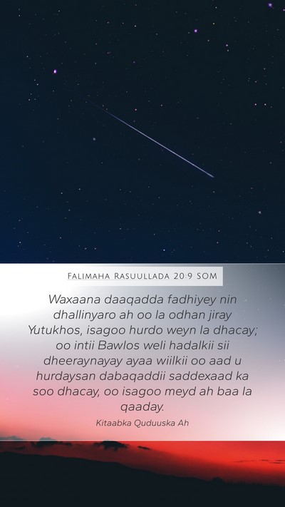 Falimaha Rasuullada 20:9 SOM Bible Verse Image