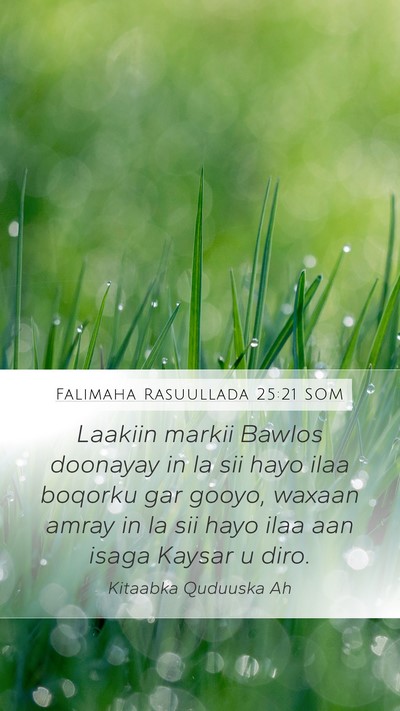 Falimaha Rasuullada 25:21 SOM Bible Verse Image