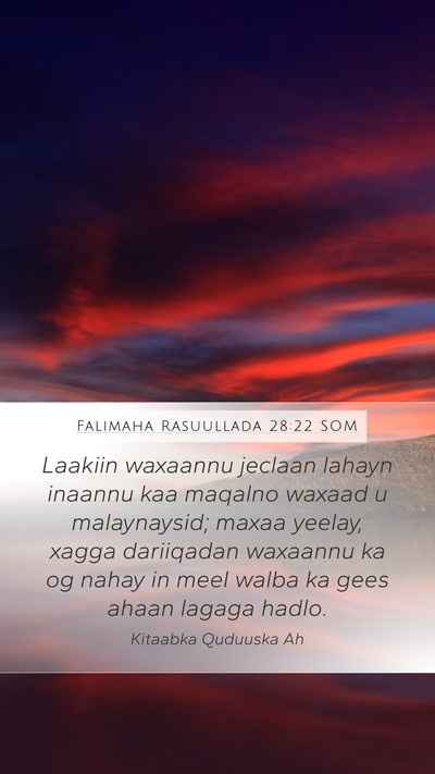 Falimaha Rasuullada 28:22 SOM Bible Verse Image